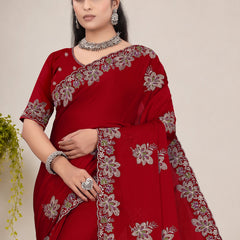 Elegant Georgette Sequins Embroidered Saree