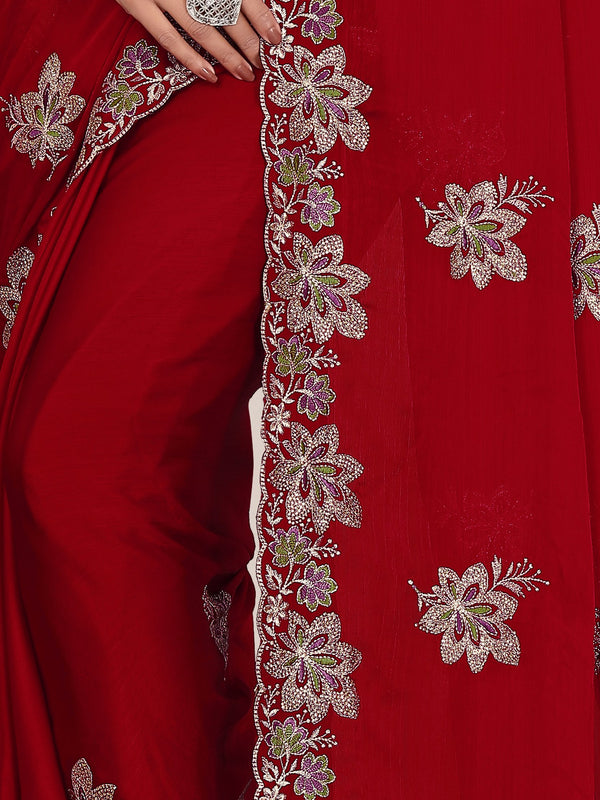 Elegant Georgette Sequins Embroidered Saree