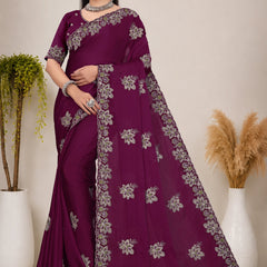 Elegant Georgette Sequins Embroidered Saree