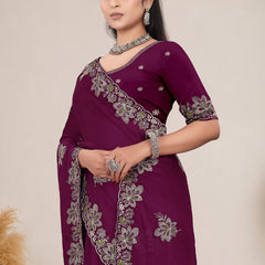 Elegant Georgette Sequins Embroidered Saree