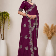 Elegant Georgette Sequins Embroidered Saree