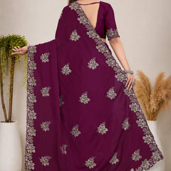 Elegant Georgette Sequins Embroidered Saree