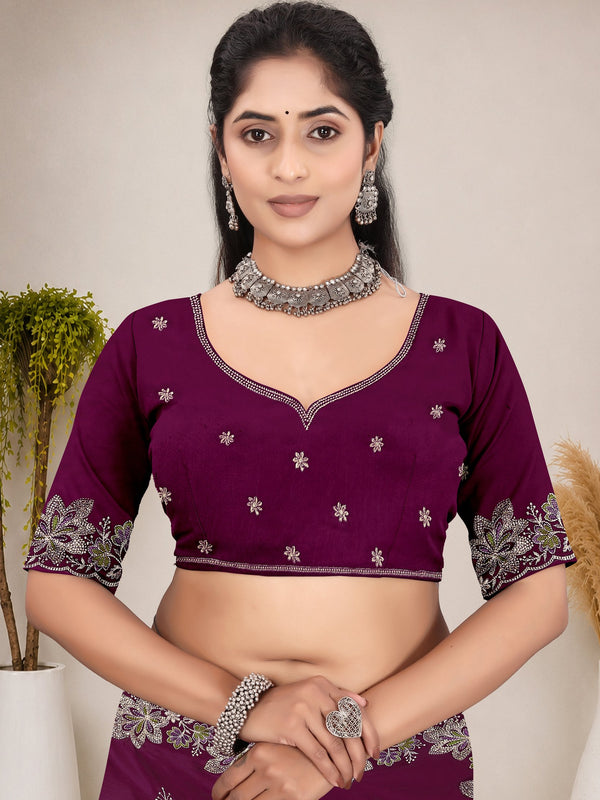 Elegant Georgette Sequins Embroidered Saree