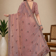 Metallic Silk Blend Embroidered Saree