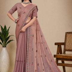 Metallic Silk Blend Embroidered Saree
