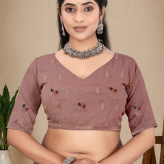 Metallic Silk Blend Embroidered Saree
