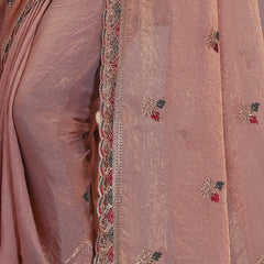 Metallic Silk Blend Embroidered Saree
