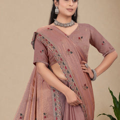 Metallic Silk Blend Embroidered Saree