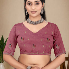Metallic Silk Blend Embroidered Saree