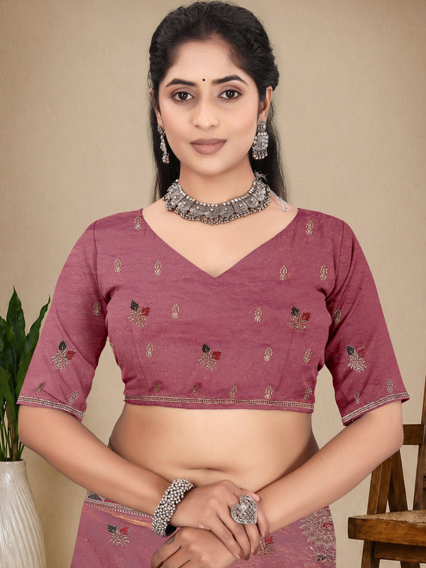 Metallic Silk Blend Embroidered Saree