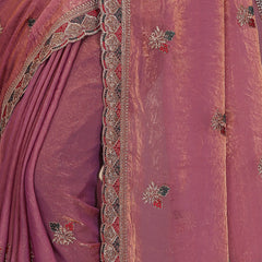 Metallic Silk Blend Embroidered Saree