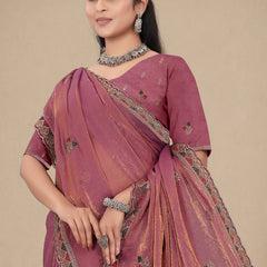Metallic Silk Blend Embroidered Saree