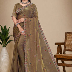 Metallic Silk Blend Embroidered Saree