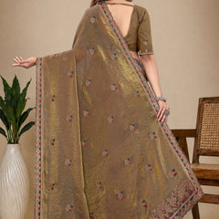 Metallic Silk Blend Embroidered Saree