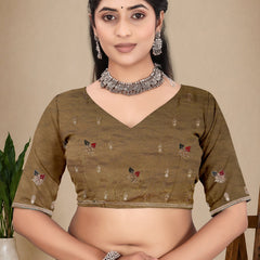 Metallic Silk Blend Embroidered Saree