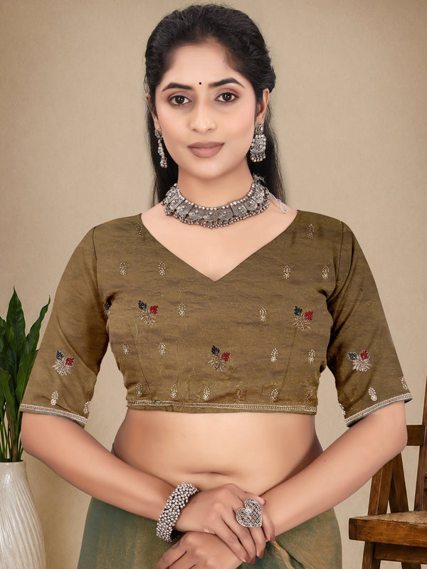 Metallic Silk Blend Embroidered Saree