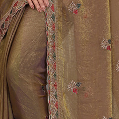 Metallic Silk Blend Embroidered Saree