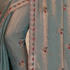 Metallic Silk Blend Embroidered Saree