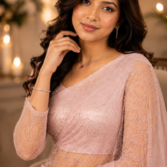 Tissus Net Embellished Beads Work Saree