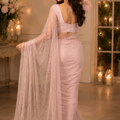 Tissus Net Embellished Beads Work Saree