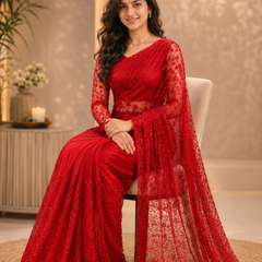 Tissus Net Embellished Beads Work Saree