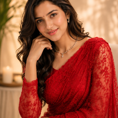 Tissus Net Embellished Beads Work Saree
