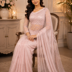 Tissus Net Embellished Beads Work Saree